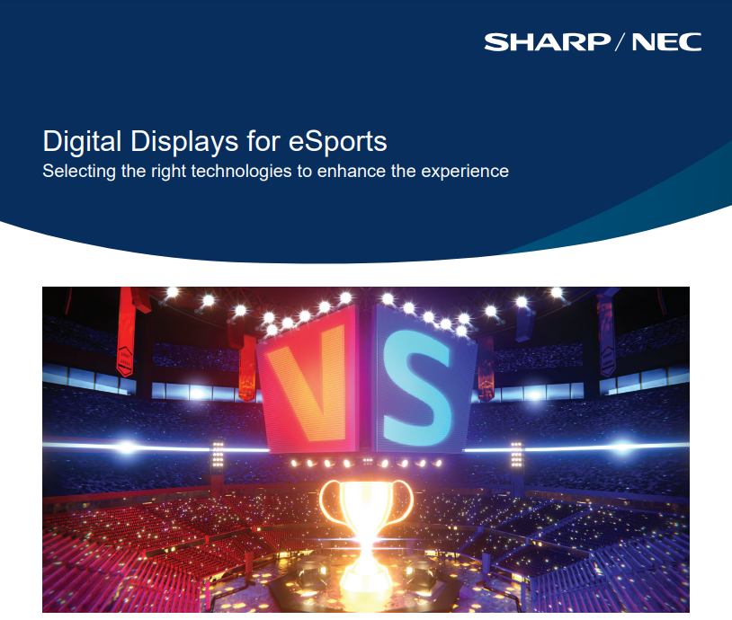 A screen shot of the cover of Sharp NEC's white paper on Digital Displays for eSports